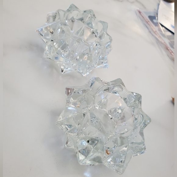 2  Star Burst Glass Votive Tealight Candle Holders - Picture 3 of 12